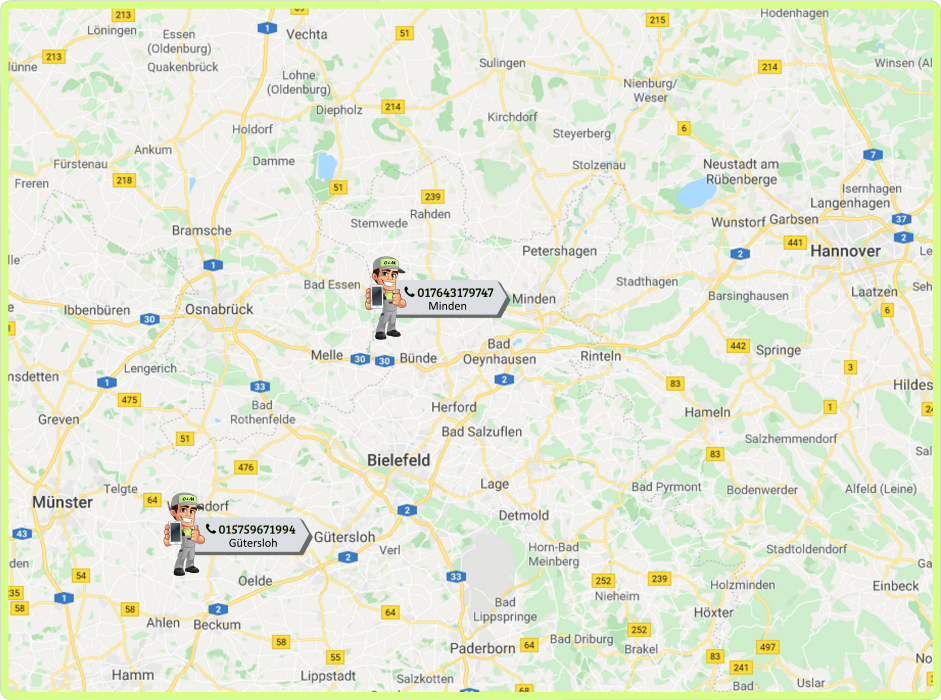 Unser Services im Umkreis OWL und Umgebung